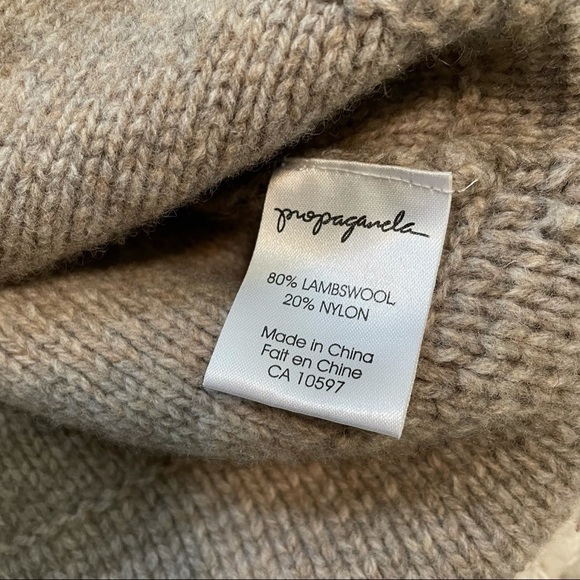 PROPAGANDA Tan Camel Wool Cropped Cardigan Button Sweater Medium - Picture 4 of 5